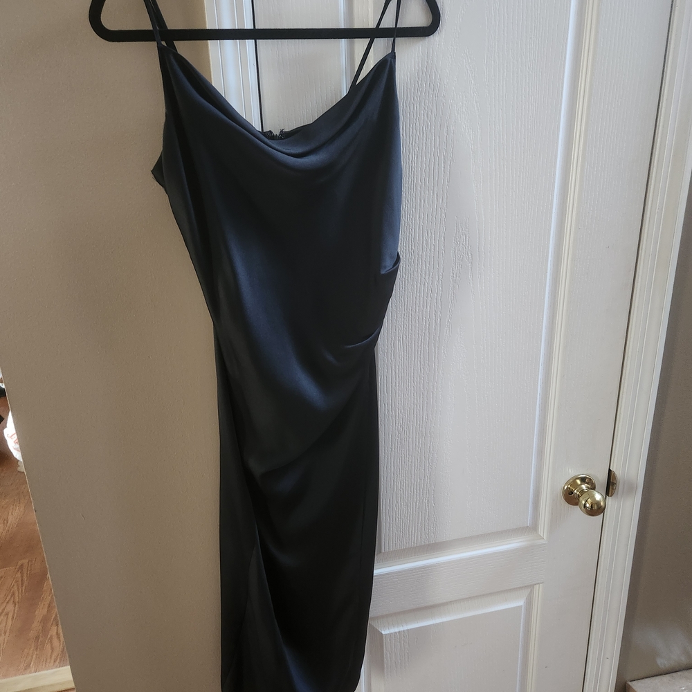 Lulu's Midnight Black Satin Gown